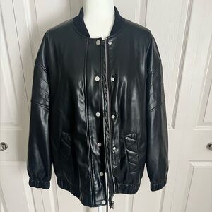 Avec Les Filles Leather Bomber Jacket